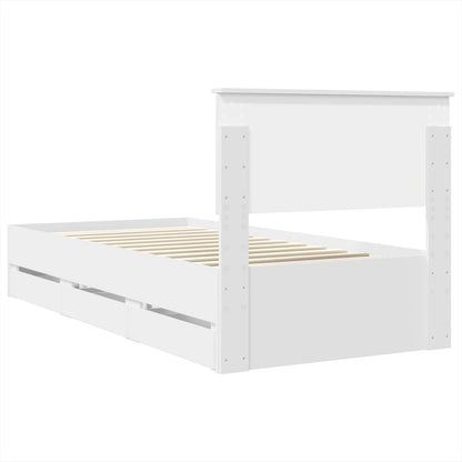 vidaXL Bed Frame with Drawer White 75 x 190 cm Engineer Wood