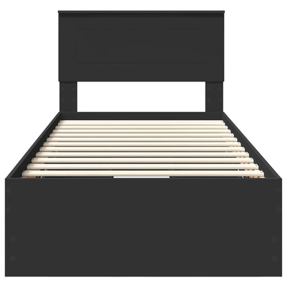 vidaXL Bed Frame with Drawer Black 75 x 190 cm Engineer Wood