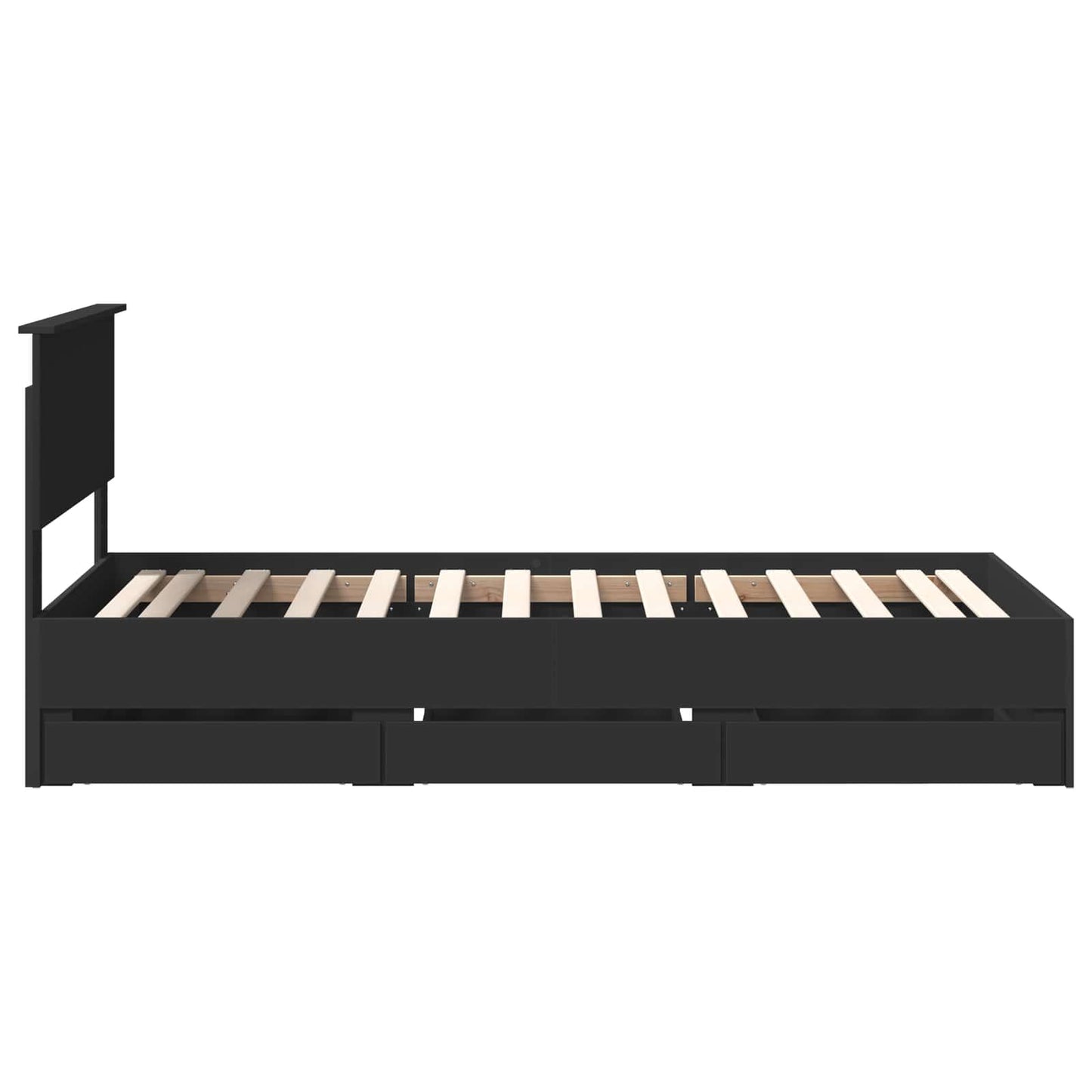 vidaXL Bed Frame with Drawer Black 75 x 190 cm Engineer Wood