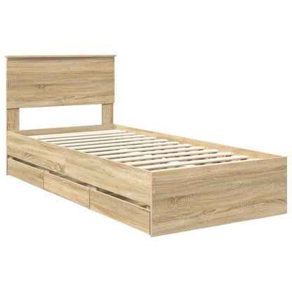 vidaXL Bed Frame with Drawer Sonoma Oak 75 x 190 cm Engineer Wood