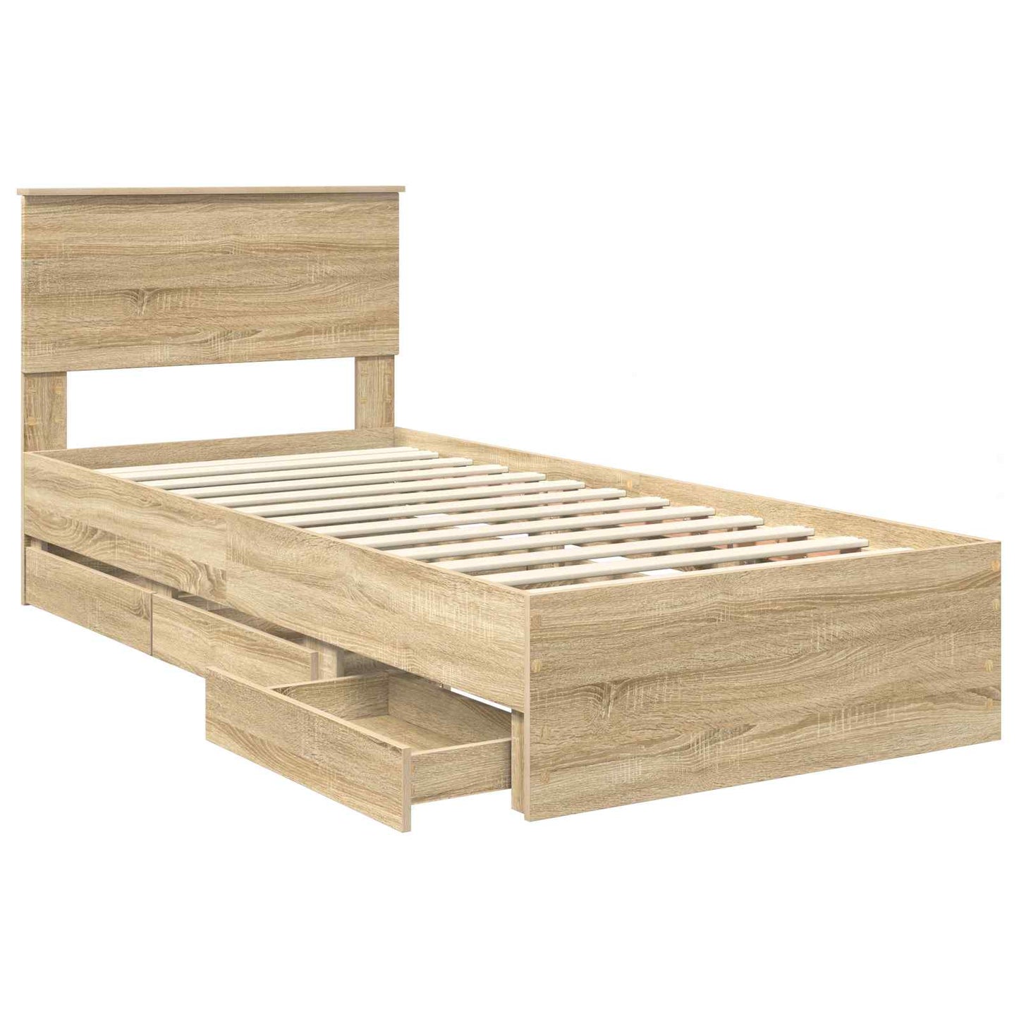 vidaXL Bed Frame with Drawer Sonoma Oak 75 x 190 cm Engineer Wood