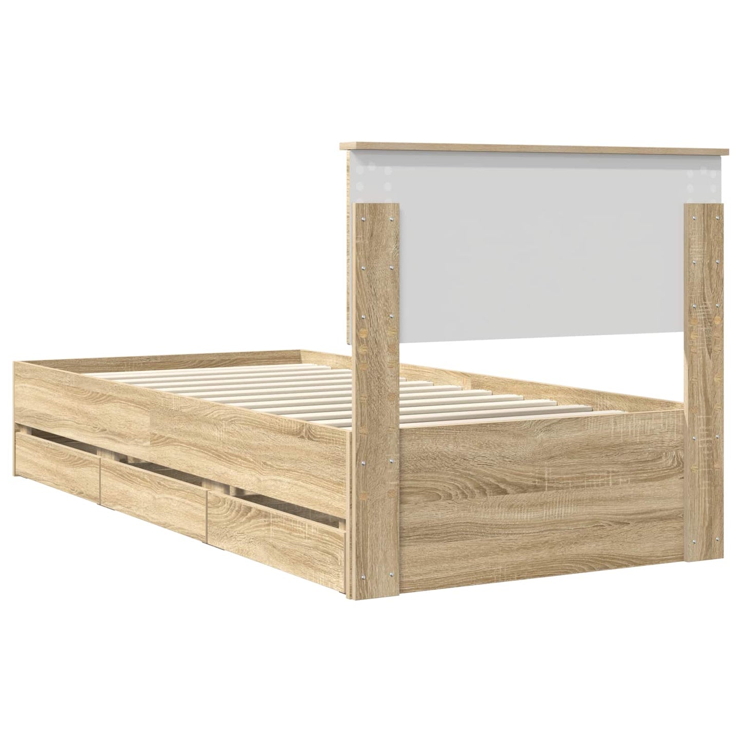 vidaXL Bed Frame with Drawer Sonoma Oak 75 x 190 cm Engineer Wood