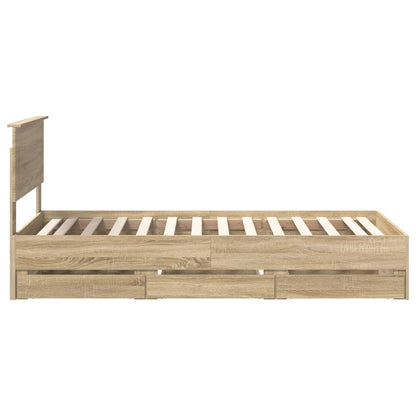 vidaXL Bed Frame with Drawer Sonoma Oak 75 x 190 cm Engineer Wood