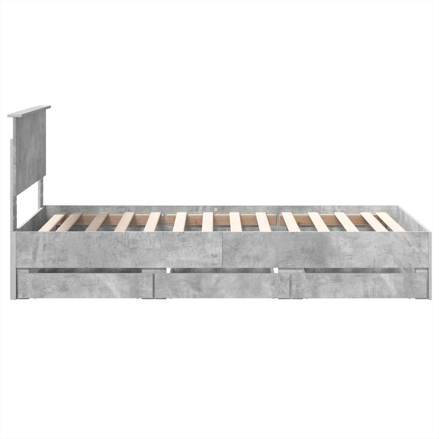 vidaXL Bed Frame with Drawer Concrete Grey 75 x 190 cm Engineer Wood
