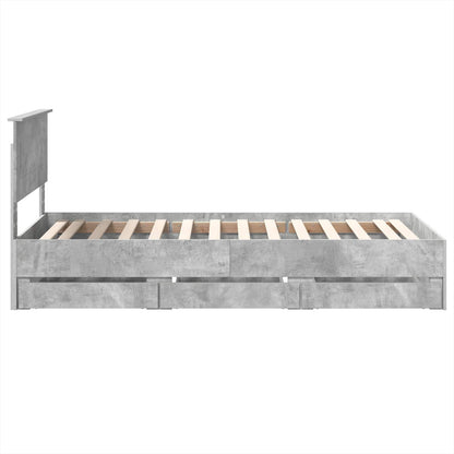 vidaXL Bed Frame with Drawer Concrete Grey 75 x 190 cm Engineer Wood
