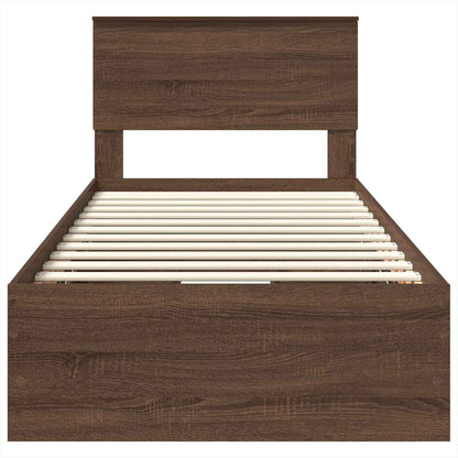 vidaXL Bed Frame with Drawer Brown Oak 75 x 190 cm Engineer Wood