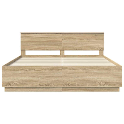 vidaXL Bed Frame Sonoma Oak 200 x 200 cm Engineered Wood