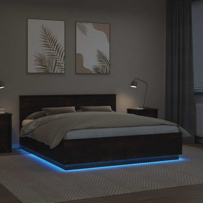 vidaXL Bed Frame Smoked Oak 200 x 200 cm Engineered Wood