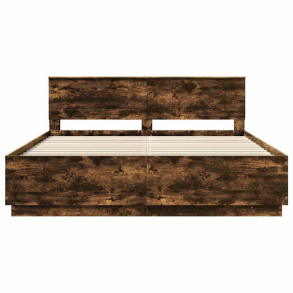 vidaXL Bed Frame Smoked Oak 200 x 200 cm Engineered Wood