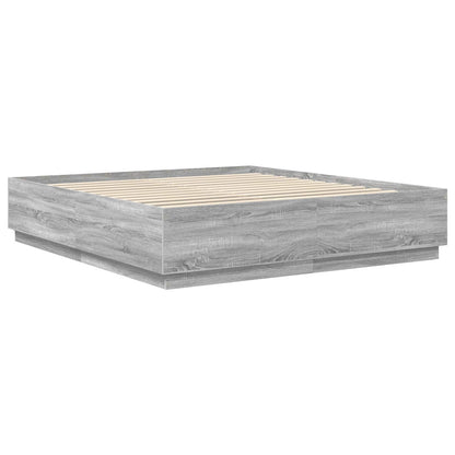 vidaXL Bed Frame Grey Sonoma 200 x 200 cm Engineered Wood