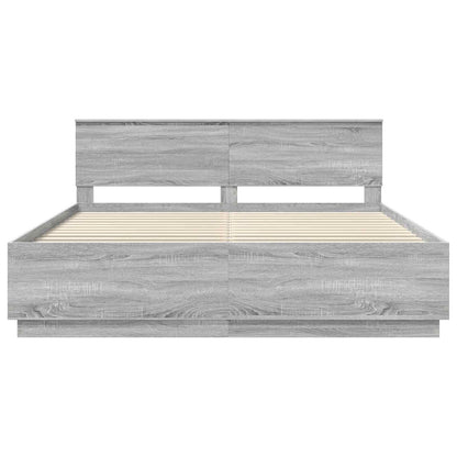 vidaXL Bed Frame Grey Sonoma 200 x 200 cm Engineered Wood