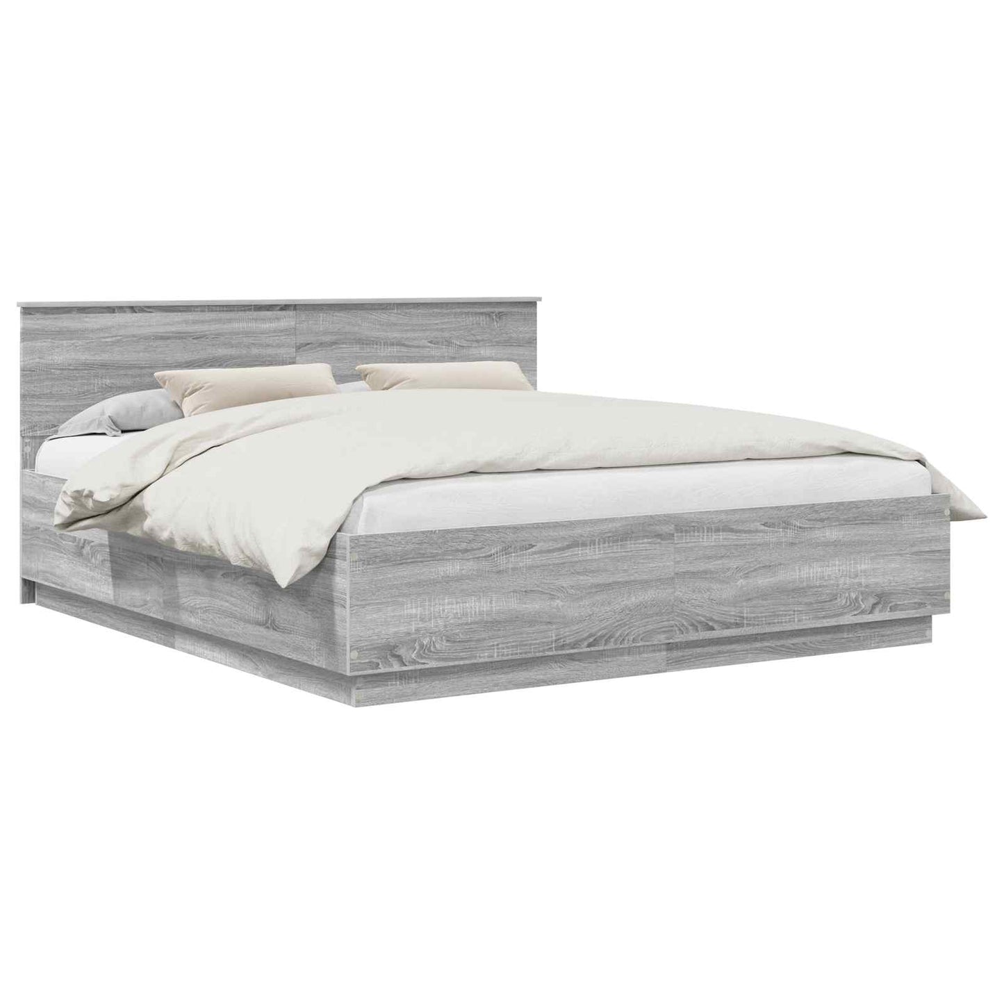 vidaXL Bed Frame Grey Sonoma 200 x 200 cm Engineered Wood