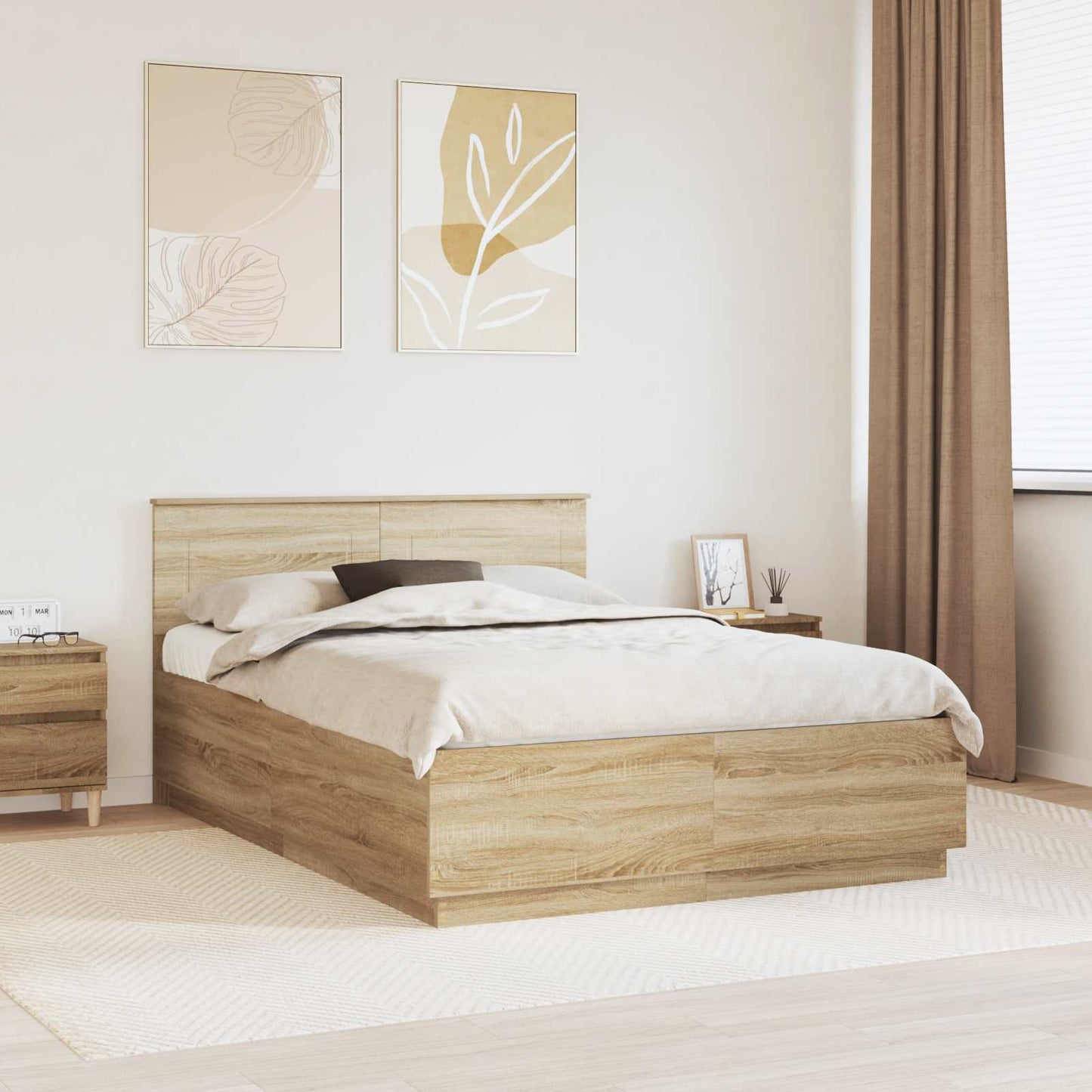 vidaXL Bed Frame Sonoma Oak 160 x 200 cm Engineered Wood