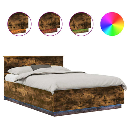 vidaXL Bed Frame Smoked Oak 160 x 200 cm Engineered Wood