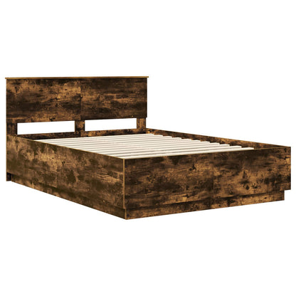 vidaXL Bed Frame Smoked Oak 160 x 200 cm Engineered Wood