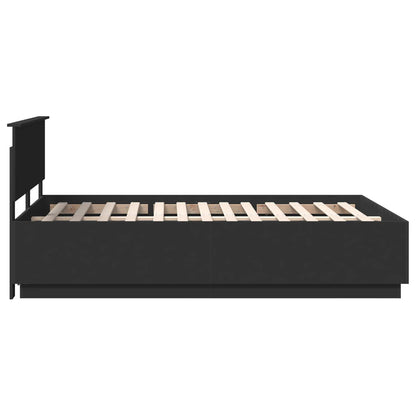 vidaXL Bed Frame with Headboard Black 150 x 200 cm Engineered Wood