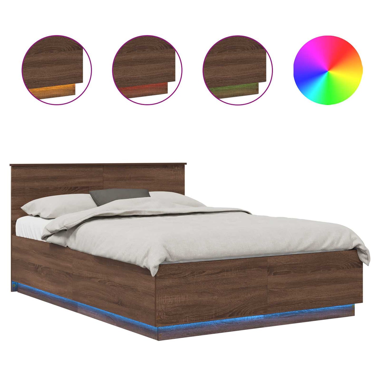 vidaXL Bed Frame with Headboard Brown Oak 150 x 200 cm Engineered Wood