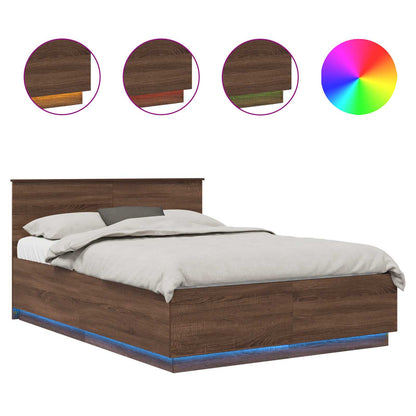 vidaXL Bed Frame with Headboard Brown Oak 150 x 200 cm Engineered Wood