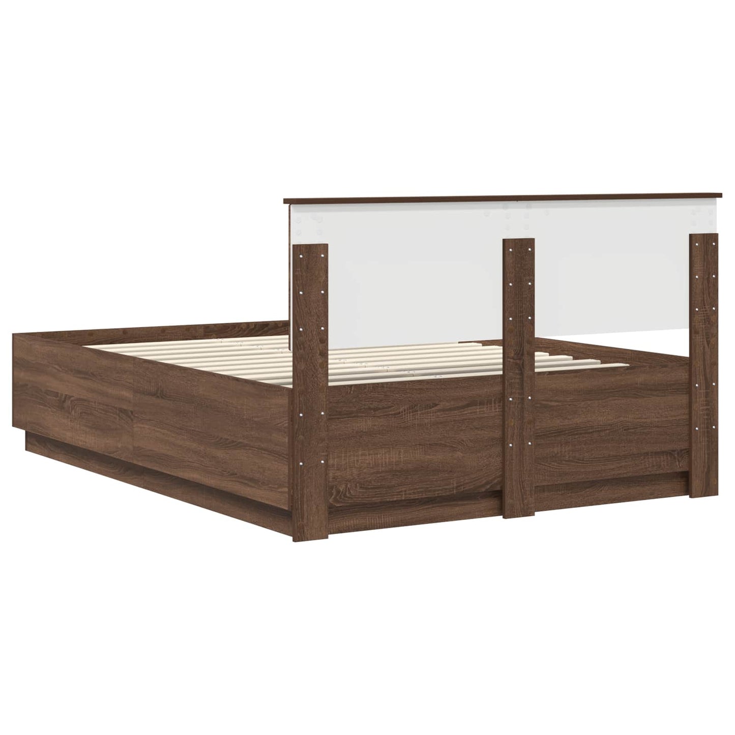 vidaXL Bed Frame with Headboard Brown Oak 150 x 200 cm Engineered Wood
