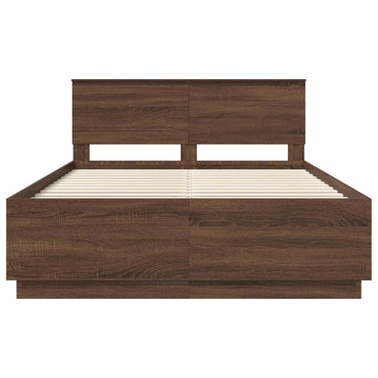 vidaXL Bed Frame with Headboard Brown Oak 150 x 200 cm Engineered Wood