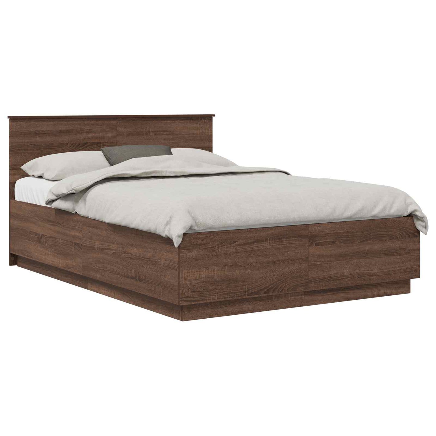 vidaXL Bed Frame with Headboard Brown Oak 150 x 200 cm Engineered Wood