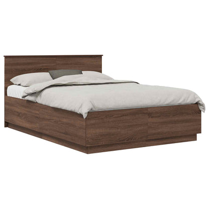 vidaXL Bed Frame with Headboard Brown Oak 150 x 200 cm Engineered Wood