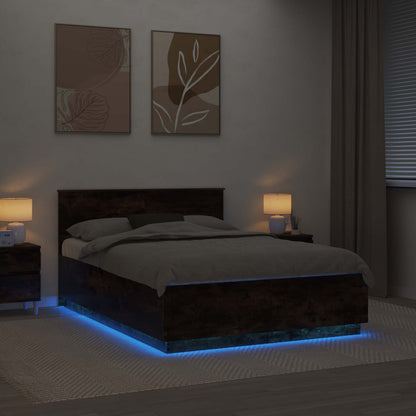 vidaXL Bed Frame Smoked Oak 140 x 200 cm Engineered Wood