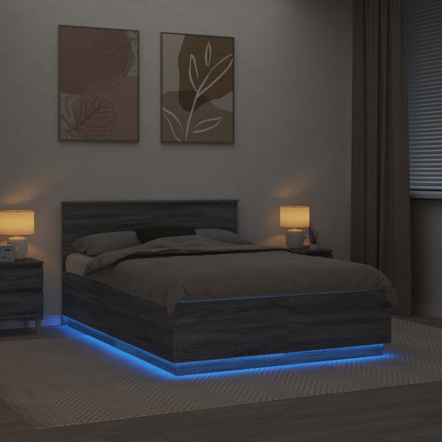 vidaXL Bed Frame Grey Sonoma 140 x 200 cm Engineered Wood