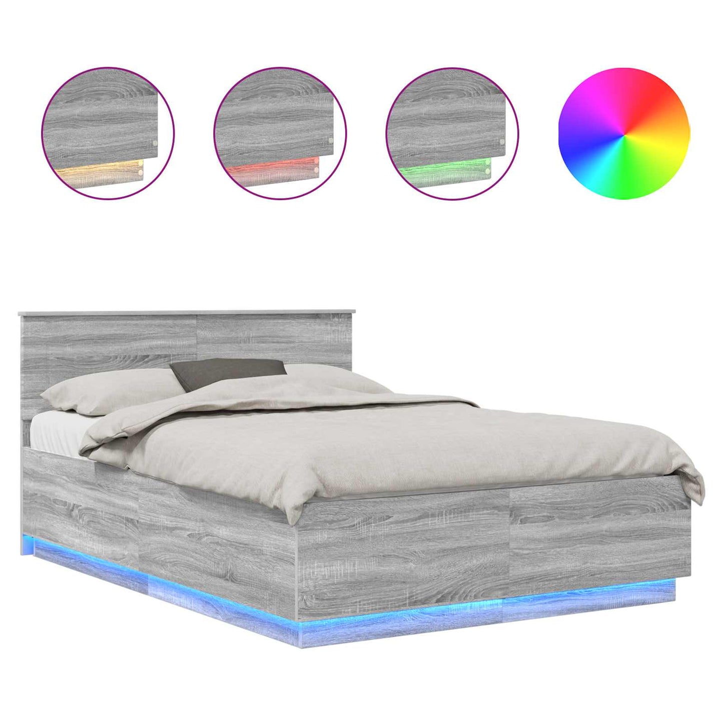 vidaXL Bed Frame Grey Sonoma 140 x 200 cm Engineered Wood