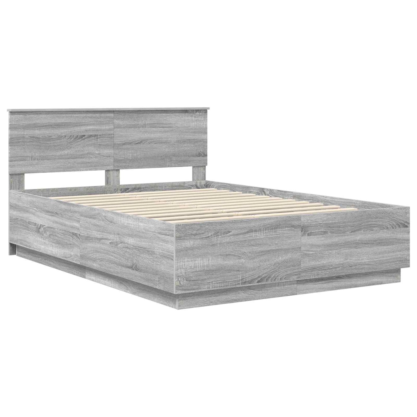 vidaXL Bed Frame Grey Sonoma 140 x 200 cm Engineered Wood