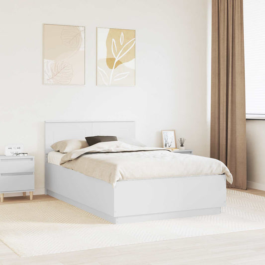 vidaXL Bed Frame with Headboard White 135 x 190 cm Engineered Wood