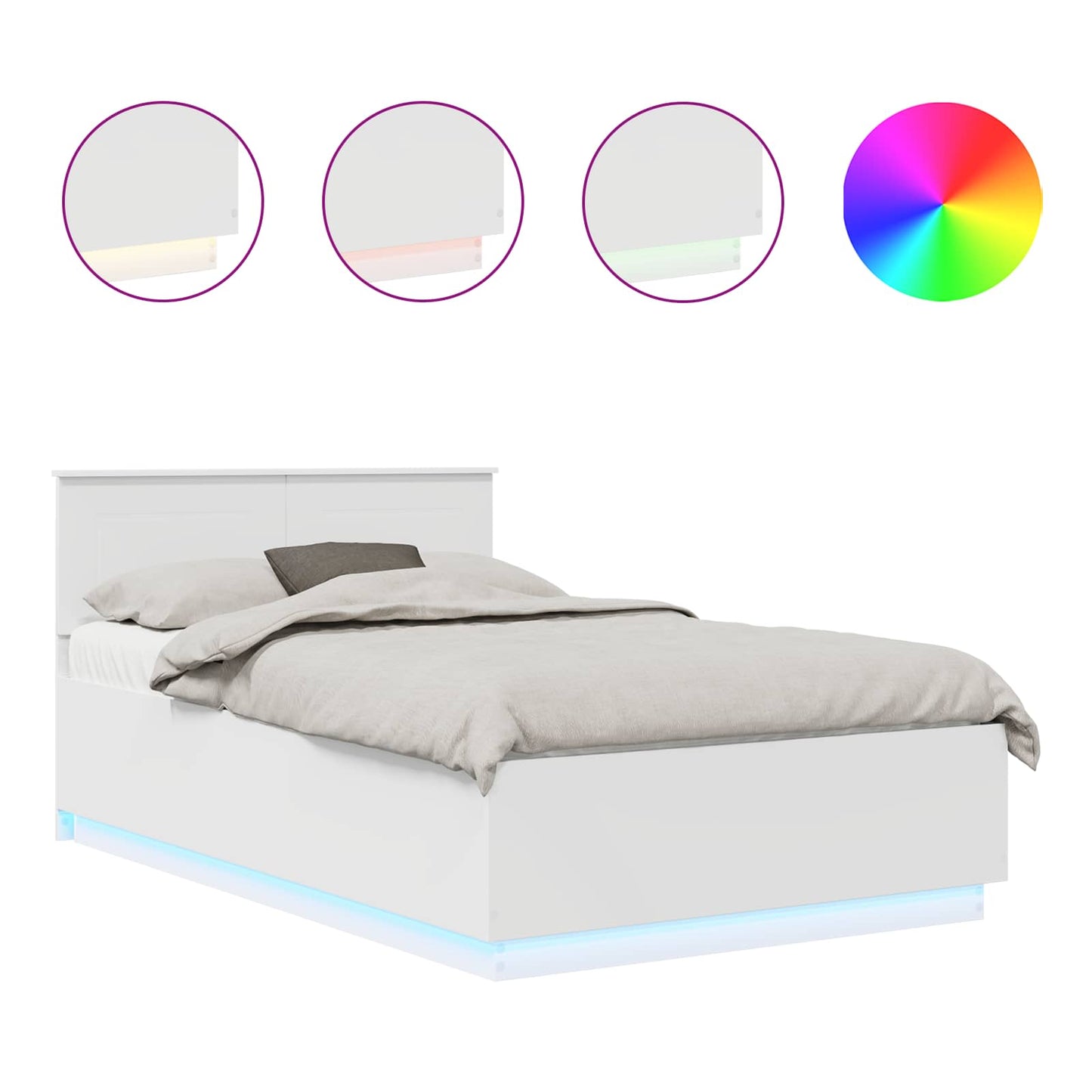 vidaXL Bed Frame with Headboard White 135 x 190 cm Engineered Wood