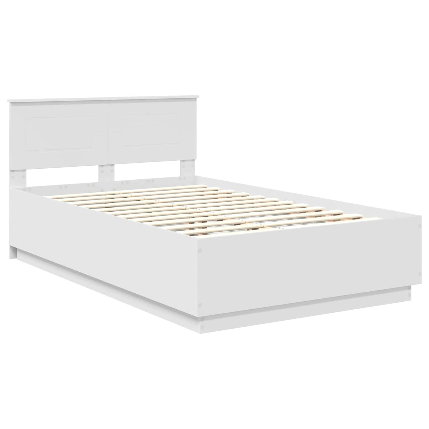 vidaXL Bed Frame with Headboard White 135 x 190 cm Engineered Wood