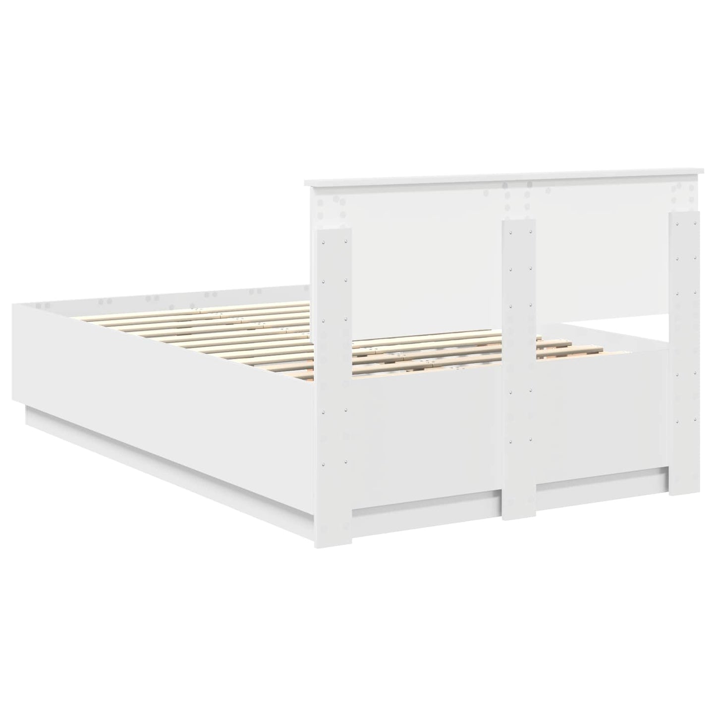 vidaXL Bed Frame with Headboard White 135 x 190 cm Engineered Wood