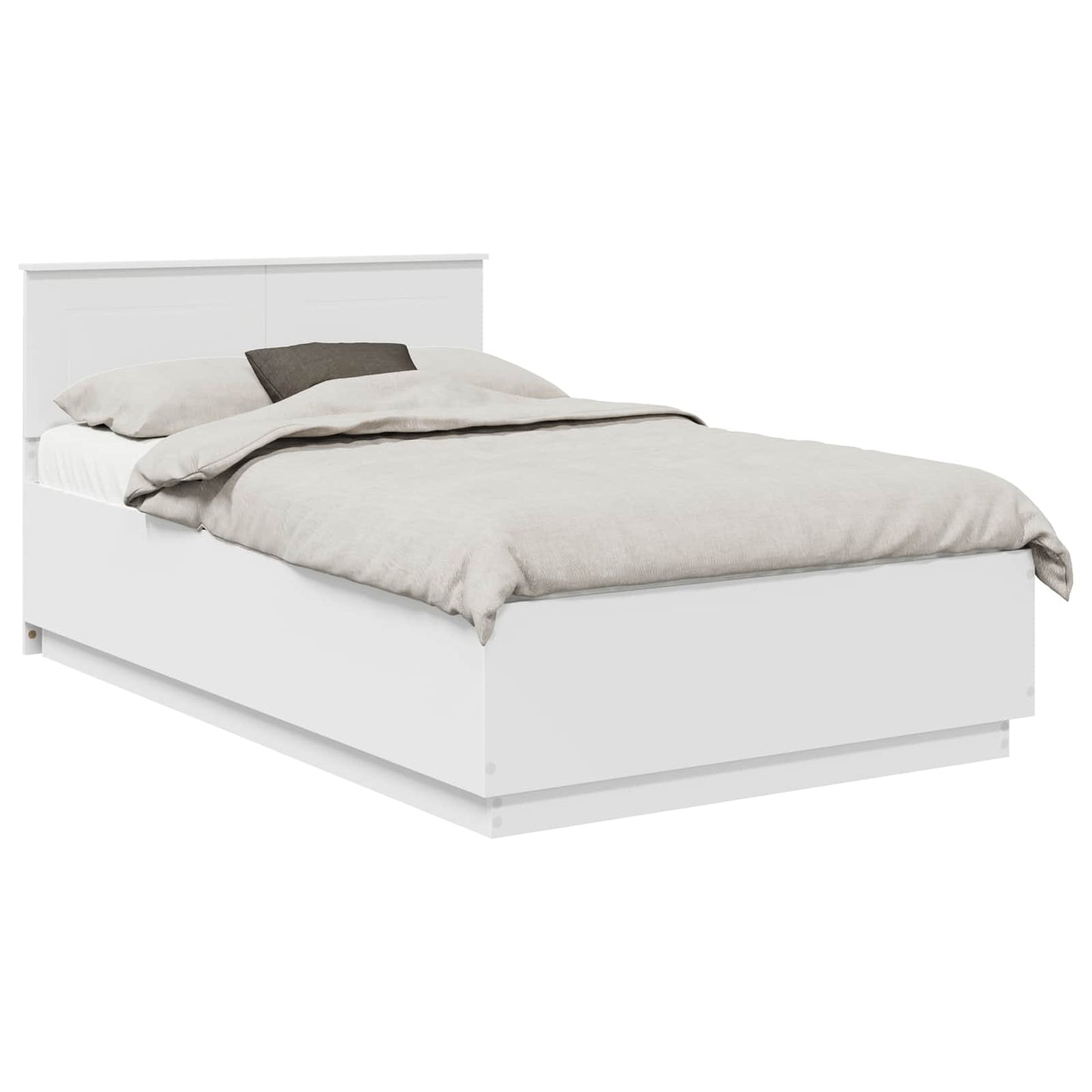 vidaXL Bed Frame with Headboard White 135 x 190 cm Engineered Wood