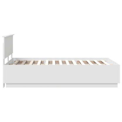 vidaXL Bed Frame with Headboard White 135 x 190 cm Engineered Wood
