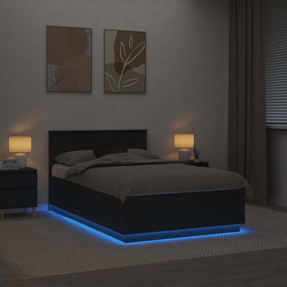 vidaXL Bed Frame with Headboard Black 135 x 190 cm Engineered Wood