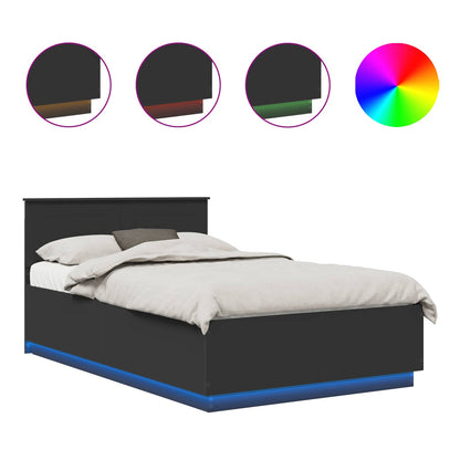 vidaXL Bed Frame with Headboard Black 135 x 190 cm Engineered Wood