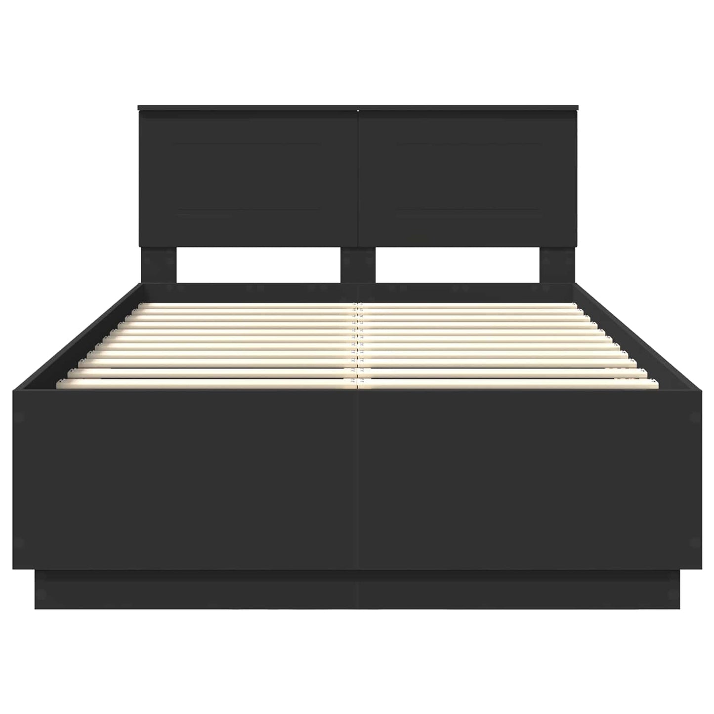 vidaXL Bed Frame with Headboard Black 135 x 190 cm Engineered Wood