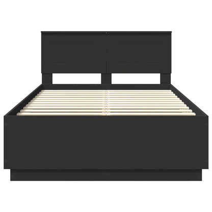 vidaXL Bed Frame with Headboard Black 135 x 190 cm Engineered Wood