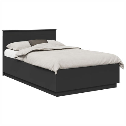 vidaXL Bed Frame with Headboard Black 135 x 190 cm Engineered Wood