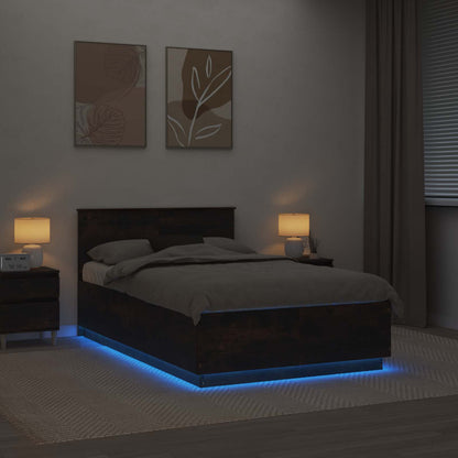 vidaXL Bed Frame Smoked Oak 135 x 190 cm Engineered Wood