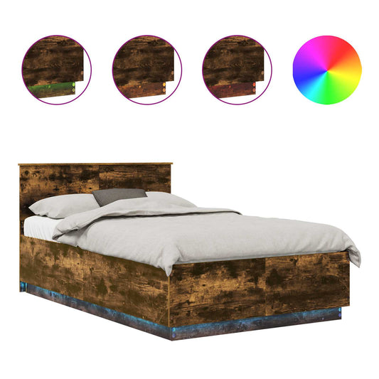vidaXL Bed Frame Smoked Oak 135 x 190 cm Engineered Wood