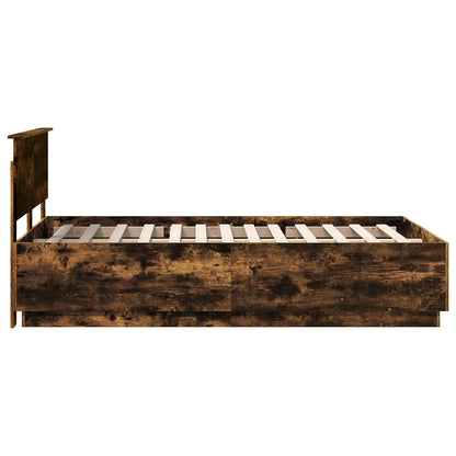 vidaXL Bed Frame Smoked Oak 135 x 190 cm Engineered Wood