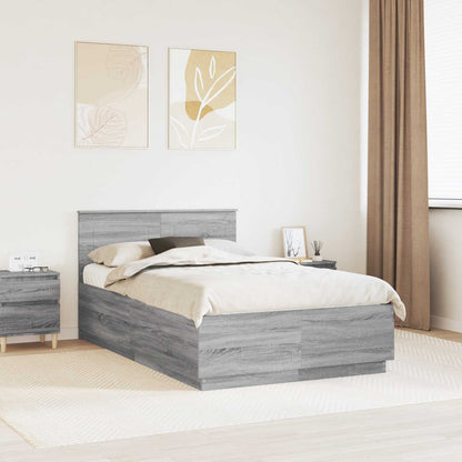 vidaXL Bed Frame Grey Sonoma 135 x 190 cm Engineered Wood