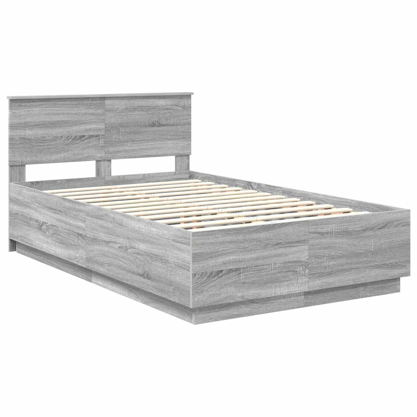 vidaXL Bed Frame Grey Sonoma 135 x 190 cm Engineered Wood