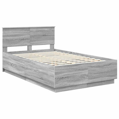 vidaXL Bed Frame Grey Sonoma 135 x 190 cm Engineered Wood