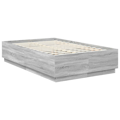 vidaXL Bed Frame Grey Sonoma 135 x 190 cm Engineered Wood