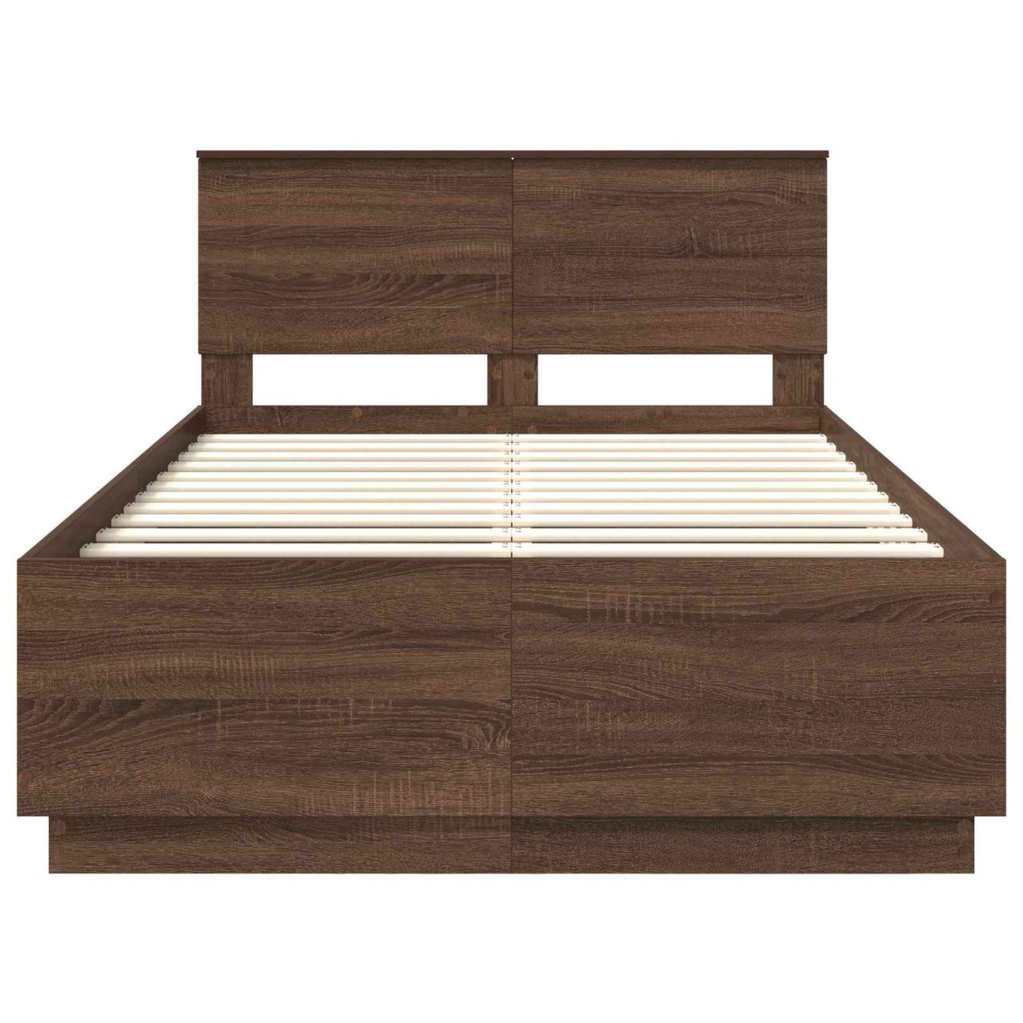 vidaXL Bed Frame with Headboard Brown Oak 135 x 190 cm Engineered Wood