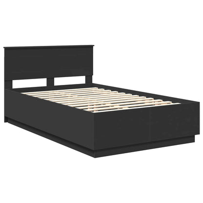 vidaXL Bed Frame with Headboard Black 120 x 190 cm Engineered Wood